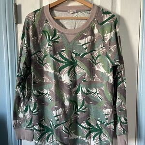 GAP Leaf-Print Crewneck in Green & Gray